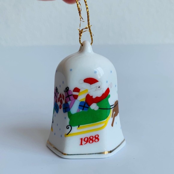 Vintage Other - LVC 1988 Santa & Reindeer Bell Ornament